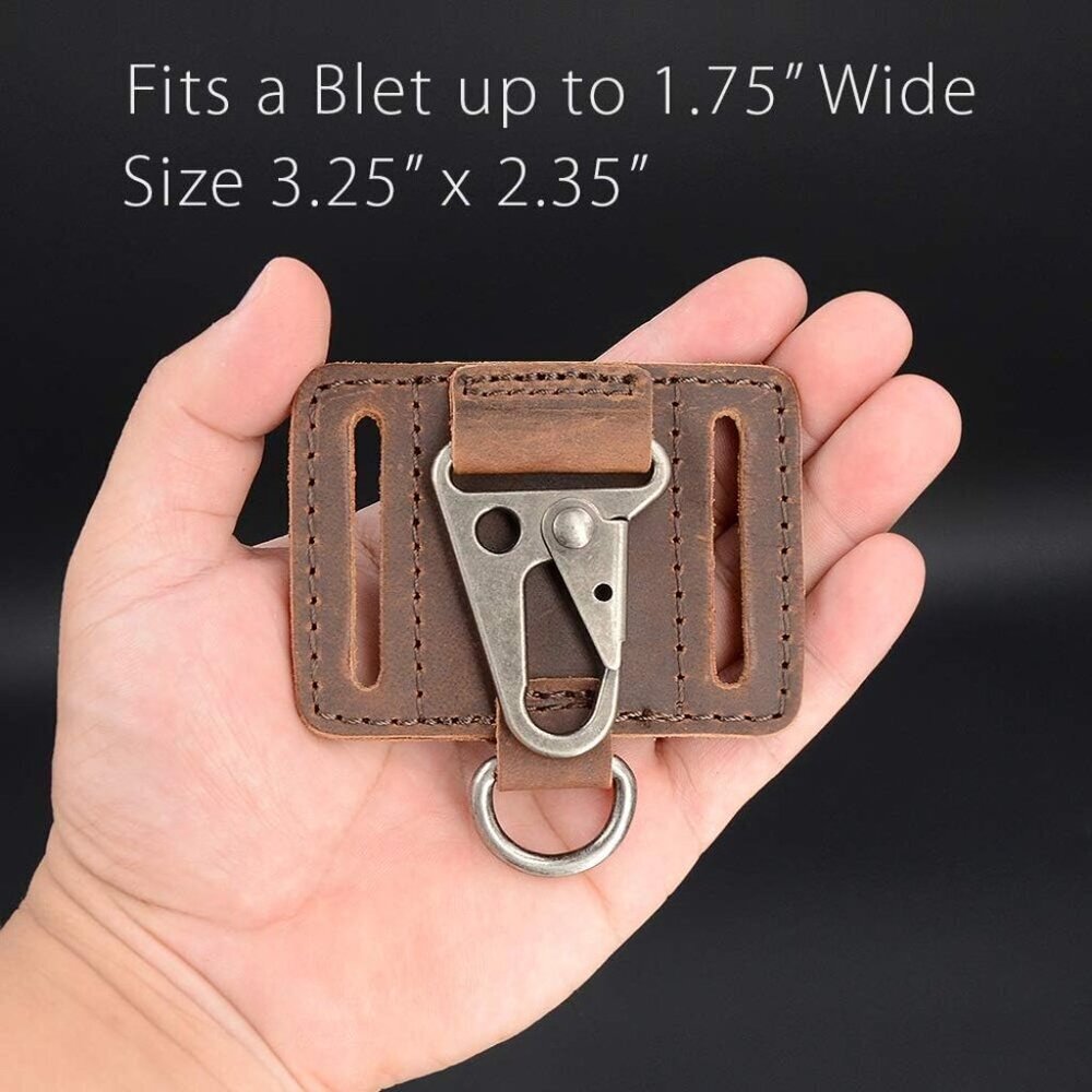 EDC Leather Key Ring Keychain Holder Belt Loop, Heavy Duty Belt Clip Key Fob Hol - Picture 3 of 7